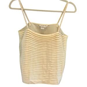 Carole M. Studio Vintage Butter Yellow Silk Camisole, Pleated Front, Size S